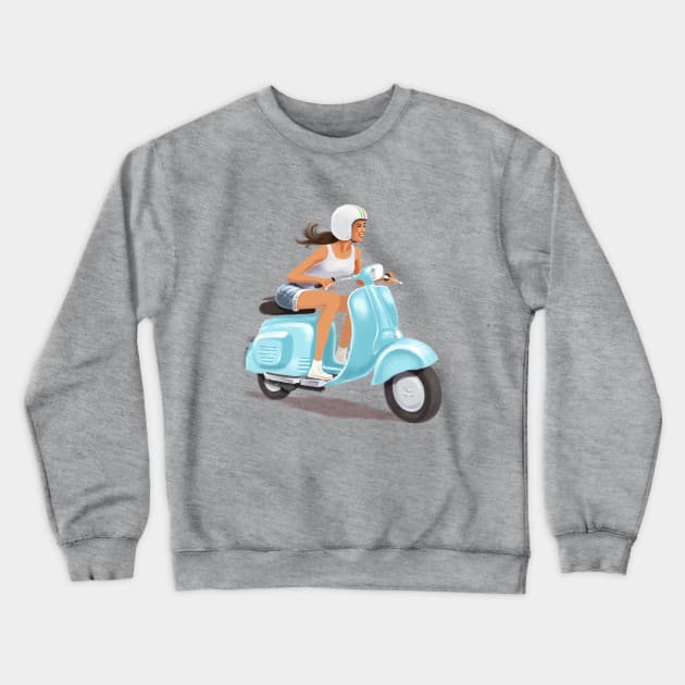 Scooter Girl 2 Crewneck Sweatshirt by steveashillustration1971